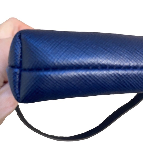 Banana Republic Colorblock Wristlet Aqua/Navy Golden Hardware Faux Leather 5” - Picture 6 of 12